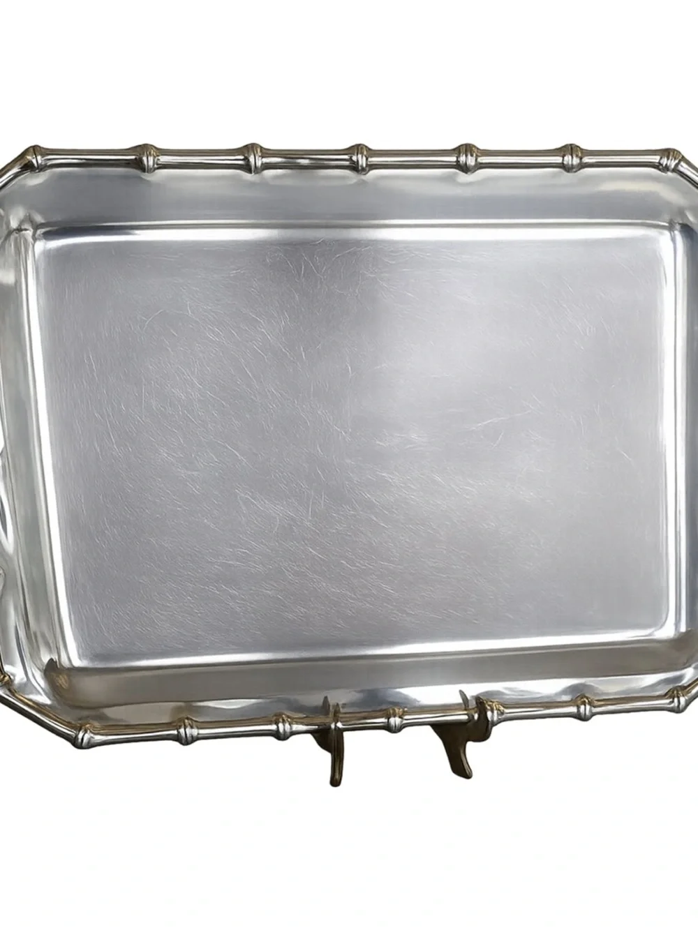 Vintage Farberware Bamboo Stainless 18/10 Steel Tray